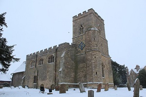 Astwood church in the snow